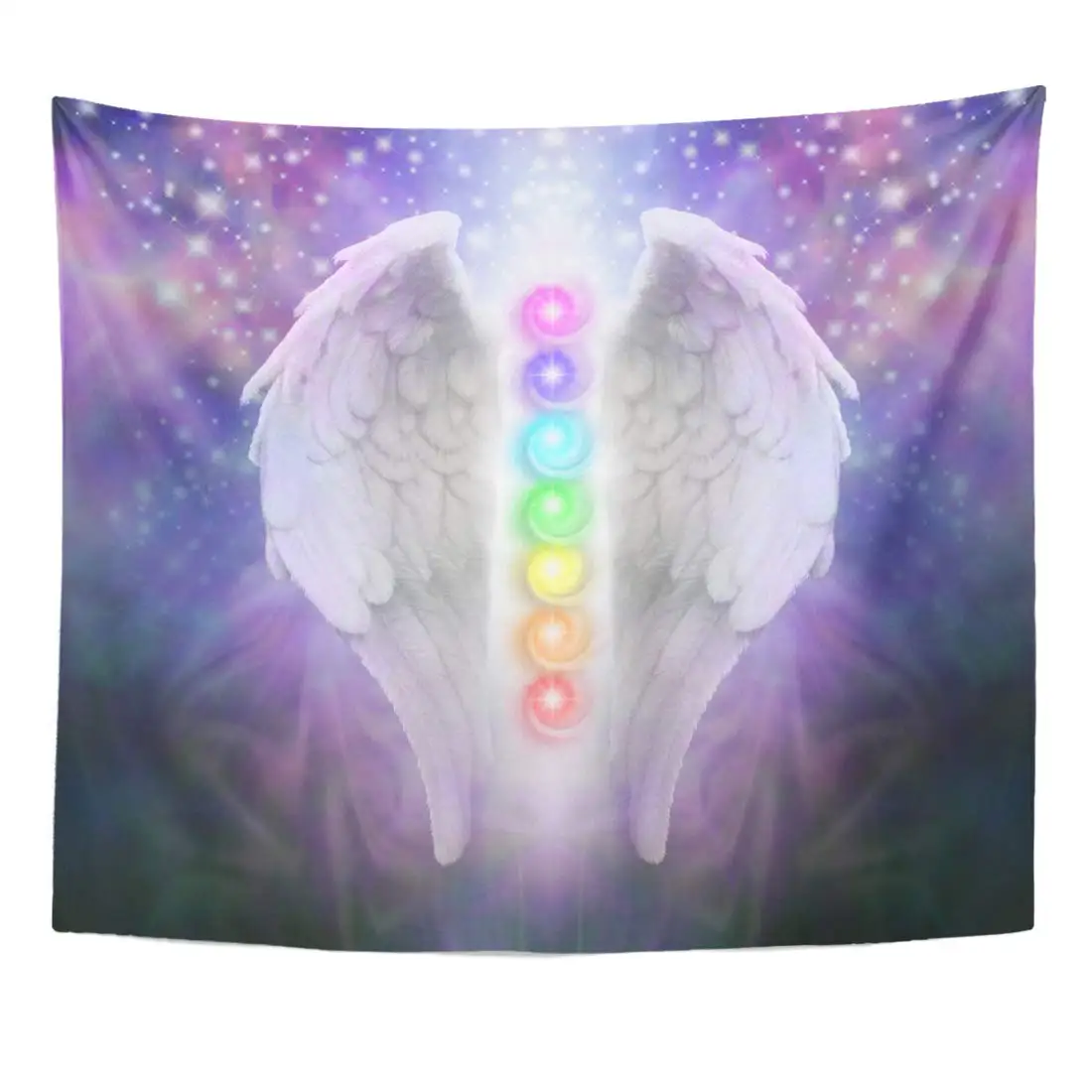 

Angel Wings Chakras Darkness and Light Pair The Seven Between with Dark Blue Black Purple Home Decor Tapestry Wall Hanging