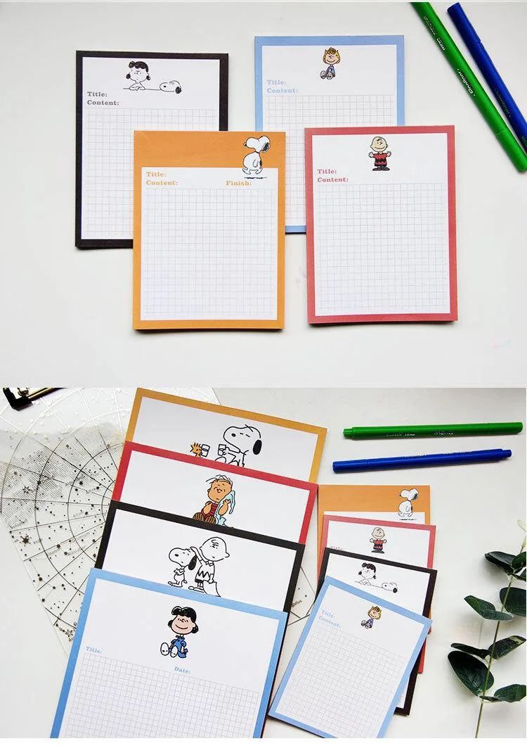 Два размера Peanuts Rogue Dog Charlie Cartoon Kawaii grid memo pad Note Pad Блокнот бумага книга сообщений школа планирования офис