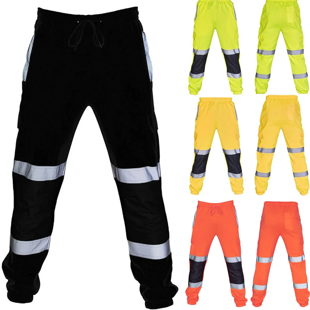 40# New Fashion Men Road Work High Visibility Overalls Casual Pocket Work Casual Trouser Pants Autumn Waterproof pants plus size pajama pants
