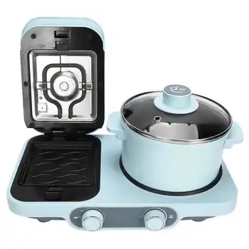 

1500W Breakfast Cooking Appliance Set Sandwich Toaster Making Machine Waffle Maker 2L Electric Pot Intelligent Timing Anti-dry