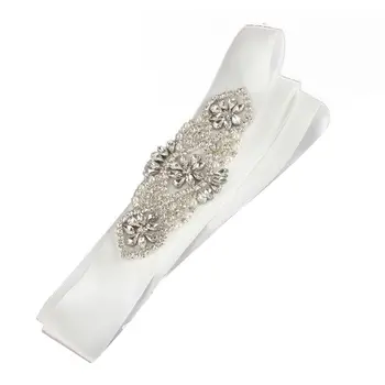 

Bridal Rhinestone Satin Beaded Jeweled Pearl Wedding Dress Cloth Sash Belt