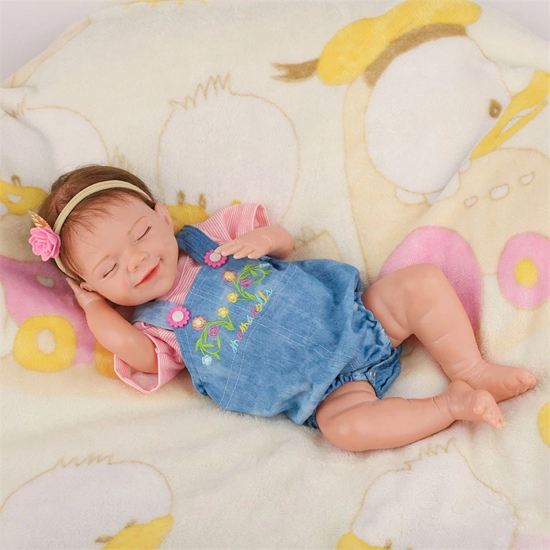 Muneca De Bebe Reborn De Cuerpo Completo De Silicona Muneca De Vinilo Suave De 50cm Con Sonrisa Para Dormir Sueter Azul De Pelo Corto Para Ninos Regalo De Cumpleanos Renacer Munecas Aliexpress