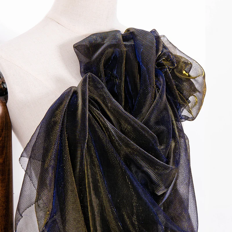 Дизайнерские лазерные сетчатые ткани, Блестящий тюль, ткань для сценического свадебного декора, прозрачная голографическая ткань 45*145 см/штука JA46