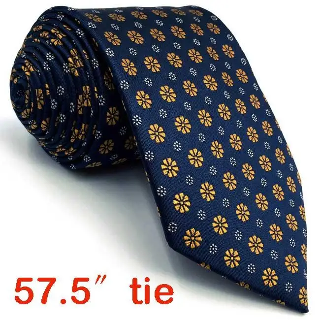 Classic Size Tie F18 синий золотой цветочный мужские аксессуары галстук Набор Мода XL деловой носовой платок подарок тонкий 6 см галстук - Цвет: Classic Size Tie