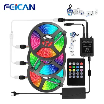 

LED RGB Music Strip 5050 15M LED Strip Light Waterproof RGB Tape Music Sync Backlight Remote Control LED Light Strip Ambilight