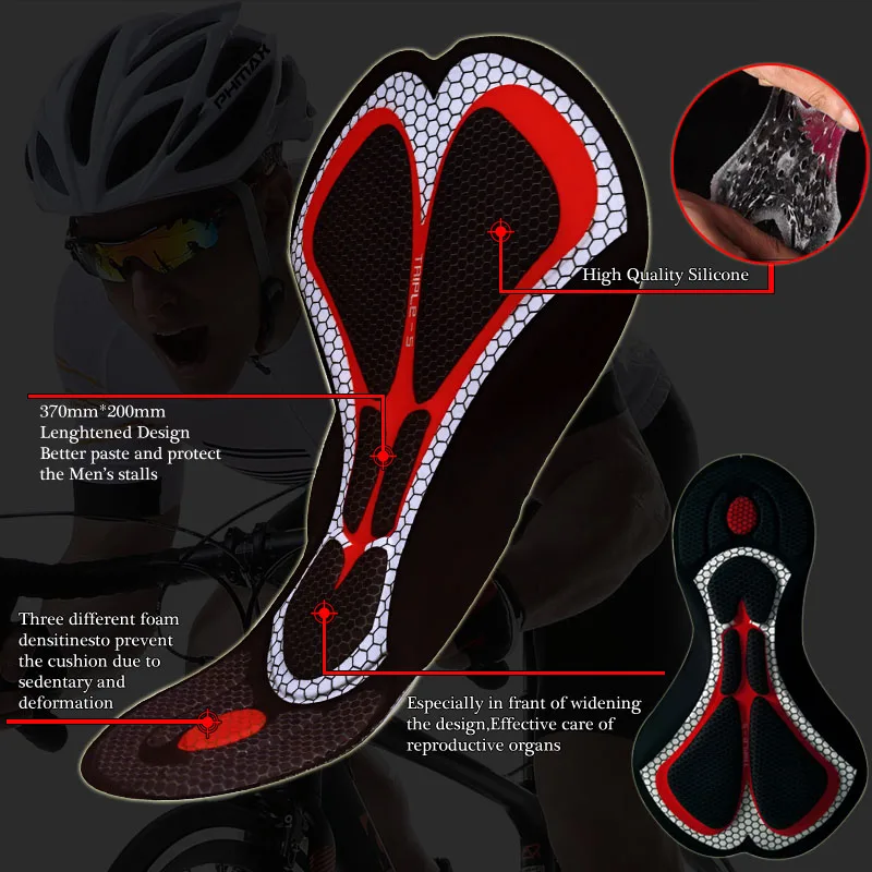 PHMAX Pro велошорты 5 см Италия захваты на ноге Coolmax Велосипедные Шорты противоударные шорты для велосипедистов MTB горный велосипед Колготки