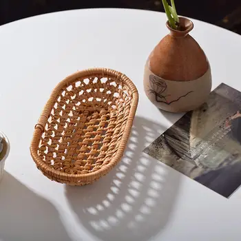 

OUNONA Simple Towel Basket Rattan Woven Box Storage Basket Rattan Basket Organizer Towels Small Kitchen Storage Container