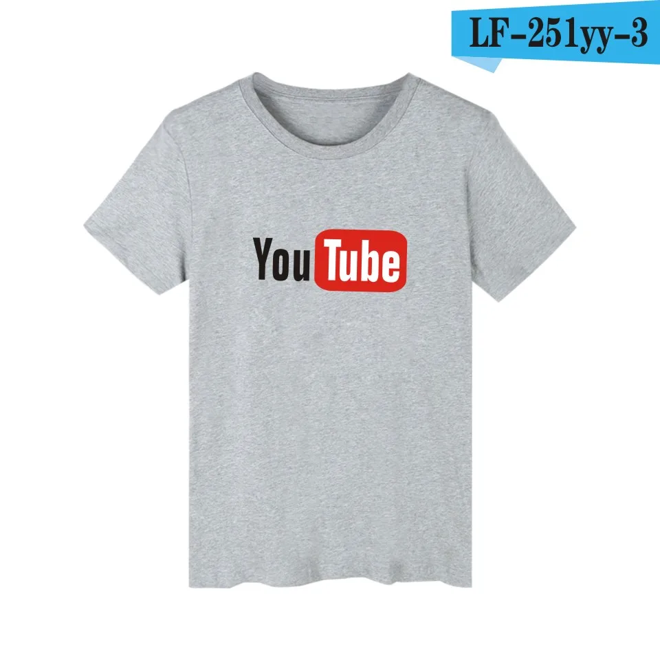 Простая футболка с Youtube, мягкая хлопковая футболка, футболка с принтом YouTube, мужская толстовка с круглым вырезом, черные Брендовые мужские топы больших размеров - Цвет: gray