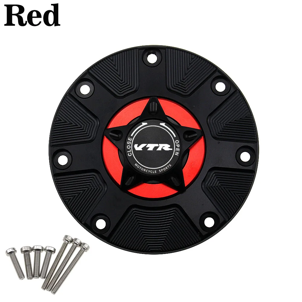Красный VTR газа топливного бака Кепки для HONDA VTR 1000F VTR1000 F VTR1000F 2001-2005 мотоциклетные Quick Release крышка - Цвет: Красный