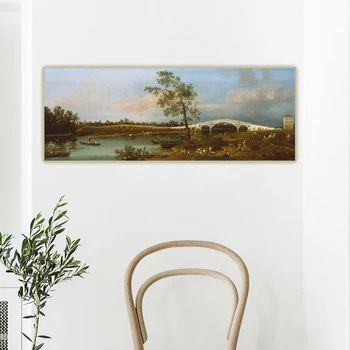 

Citon Canaletto《Old Walton Bridge》Canvas Art Oil Painting Artwork Poster Picture Backdrop Wall Decor Home Living Room Decoration