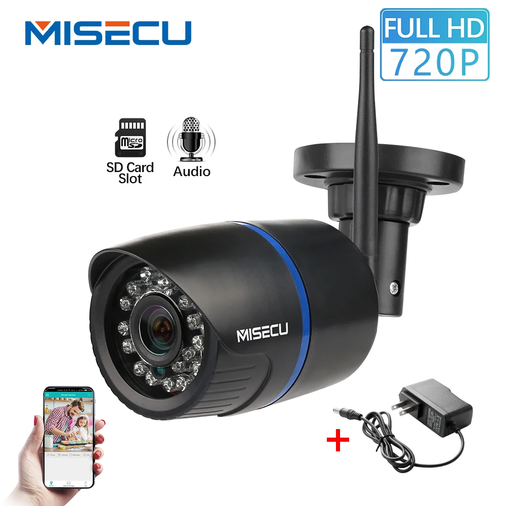 

MISECU H.264+ Wifi 720P IP camera SD card 2.8mm Onvif 1280*720P P2P Wireless email alert Night vision IR Outdoor CCTV security