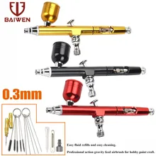 Herramienta de aerógrafo de 7cc, pistola de alimentación por gravedad de doble acción, boquilla de pulverización de 0,3mm, cepillos de decoración de pasteles para manicura de uñas de cerámica