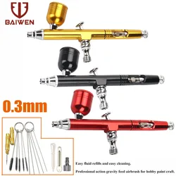 Pistolet à double Action 7cc, pistolet d'alimentation par gravité, buse de 0.3mm, brosses de décoration de gâteaux pour manucure et pédicure, en céramique 