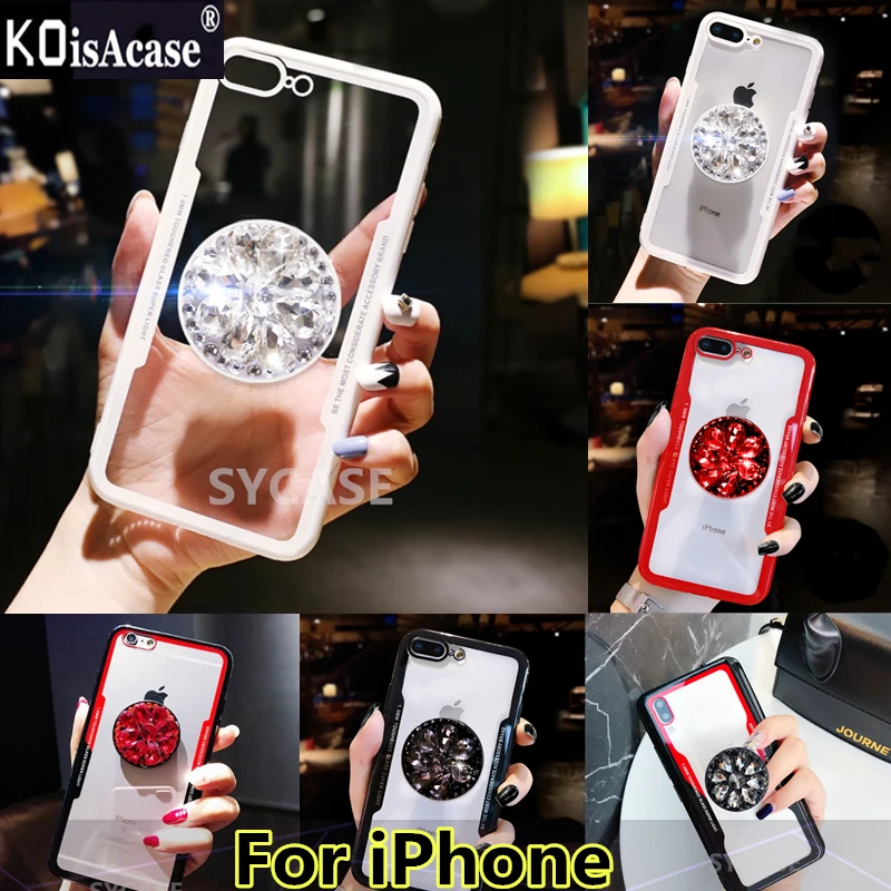 KoisAcase Acrylic Back TPU Frame Hybrid rings Phone Case For iPhone 11 Pro MAx X XR XsMax 7 8 6 6S Plus 5 5S SE case |