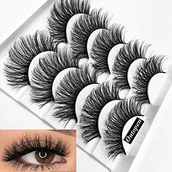 

3D Mink Eyelashes Long Lasting Natural False Eyelashes 5 Pairs with full thick and fluffy cross strips Makeup
