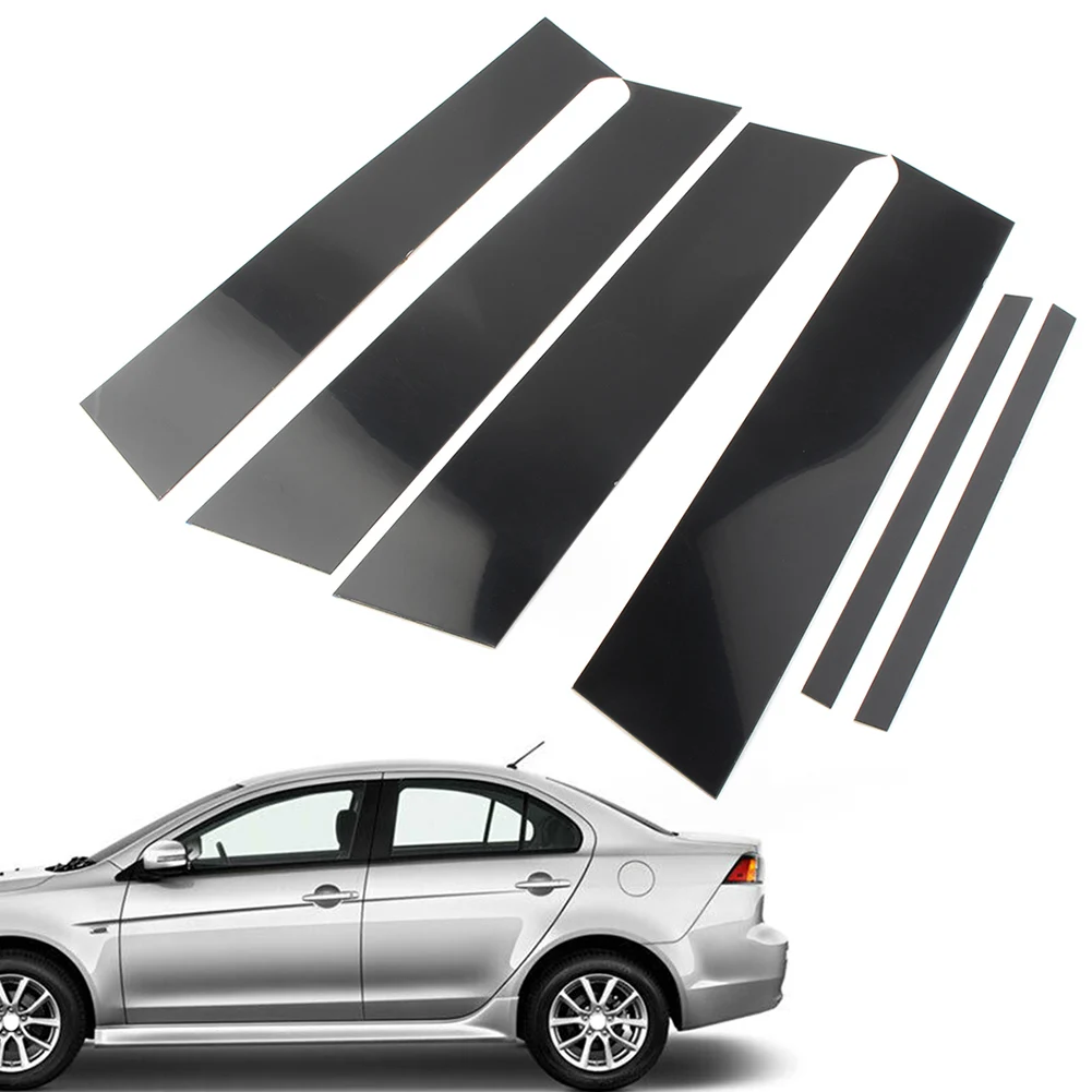 

6Pcs Car Pillar Posts Door Window Decorative Trim For Mitsubishi Lancer Sedan 2008 2009 2010 2011 2012 2013 2014 2015 2016 2017