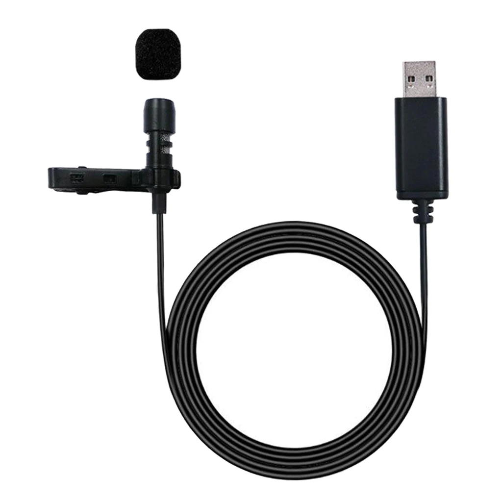 Lavalier Microphone USB Mini Recording Collar Clip Interview Recording Microphone For Voice Computer Laptop Mobile Phone