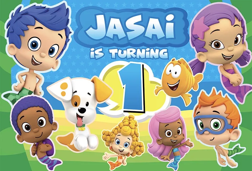 

7x5ft 2 Style Bubble Guppies Cartoon Kindergarten Fun Children Custom Photo Studio Background Backdrop Vinyl 220cm x 150cm