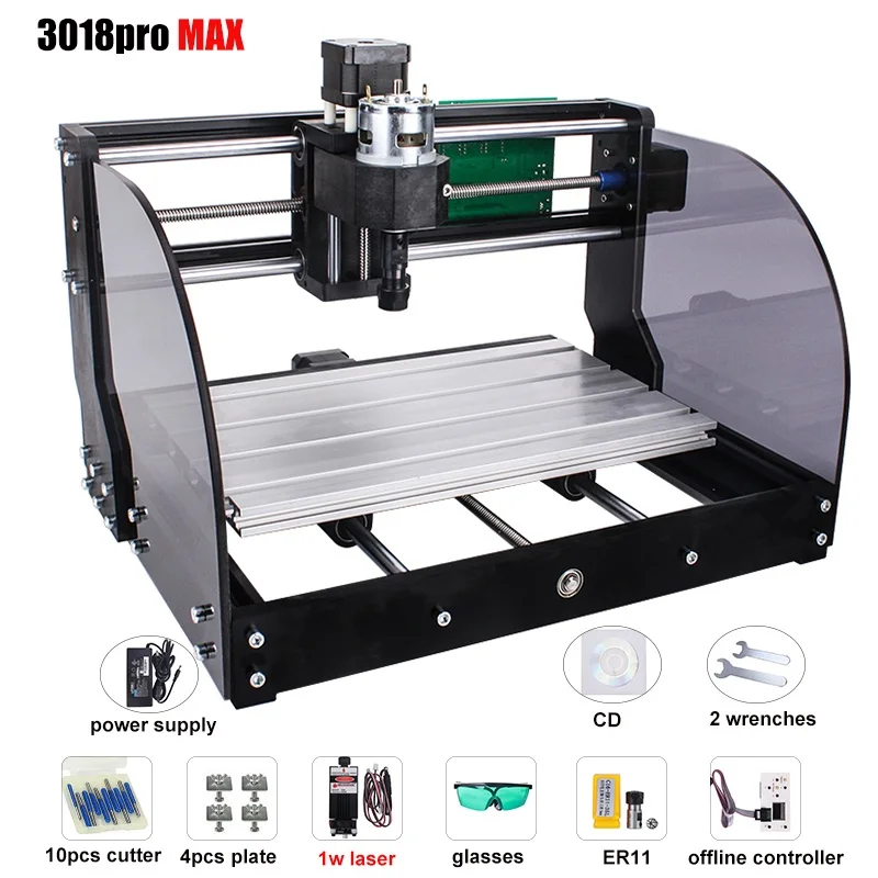 CNC 3018 Pro Max лазерный гравер GRBL 3 оси pcb деревянный маршрутизатор машина DIY гравировальный станок для мини гравера, может работать с автономным - Цвет: 1000mw laser