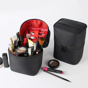 

Barrel Shaped Cosmetic Bag Makeup Organizer Toiletry Zipper Pouch Women's Trip Make Up Box Accessories Supplies For Travel