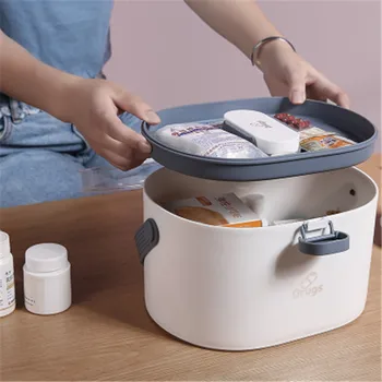 

Plastic Household First Aid Kit Portable Storage Box Family Size Number Loaded Drug Bandage Organizer Outpatient Medical Kit