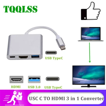 

USB C HUB USB C to HDMI Converter USB C cable Adapter cable Type c to HDMI/USB 3.0/Type-C Aluminum For Apple Mac book adapter