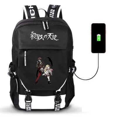 Angel of Death Anime USB Port Backpack Boy Girls Men Women Bag Travel School Bag Teenager Laptop Book Bag Mochila - Цвет: Style 6