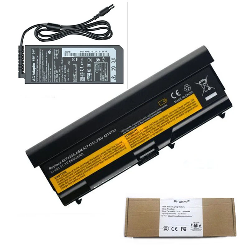 6600mAh 42T4912 42T4755 Laptop Battery + 20V 3.25A AC Charger for lenovo  ThinkPad L520 SL410 SL510 T410 42T4737 42T4753 42T4852|Battery Accessories  & Charger Accessories| - AliExpress