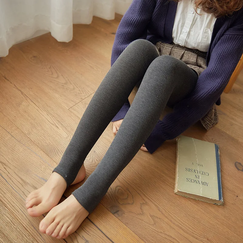 dark grey Теплая хлопковая верхняя одежда, леггинсы, женские, в Вертикальную Полоску, плюс бархат, компрессионные, плотные, леггинсы, штаны для женщин, с высокой талией, зимние леггинсы - Цвет: dark grey