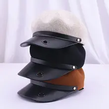 01911-ju2017120016 зимняя шерсть pu козырьки шляпы для женщин для отдыха на открытом воздухе