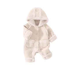 Barboteuse en polaire pour bébé fille et garçon, vêtement à la mode, automne hiver, veste, salopette, manteau, Costume, combinaison pour bébé 
