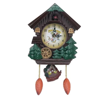 

Cuckoo House Wall Clock Traditional Classic Elegant Home Wall Clock with Music Chime and Pendulum (Without Battery)