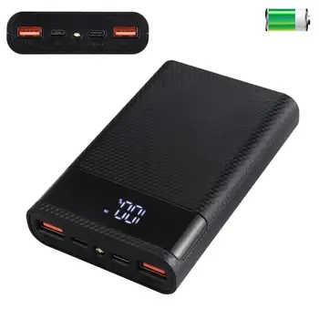 

HAWEEL DIY Battery (Not Included) Charger Power Bank Shell Box with 2x USB Output & Display, Support QC 2.0 15000mA QC 4x18650