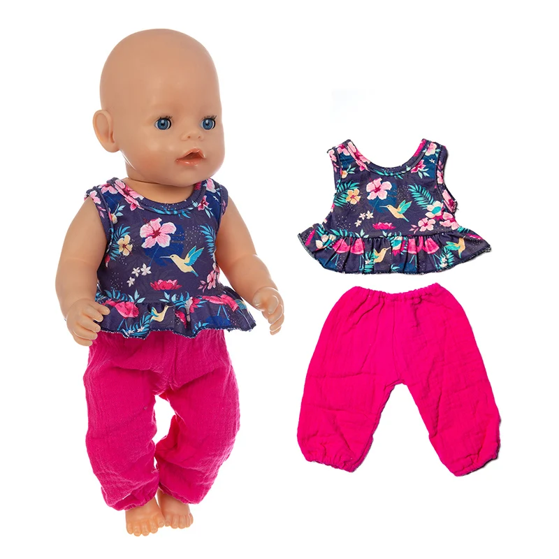 

Born New Baby Fit 17 inch 43cm Doll Clothes Doll Sleeveless Harlan Shirt + Pants Accessories For Baby Gift