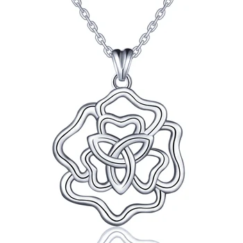 

EUDORA 925 Sterling Silver Luxury irish Rose Style Celtics Flower Pendant Necklace For Women Birthday Gifts Fine Jewelry CYD106