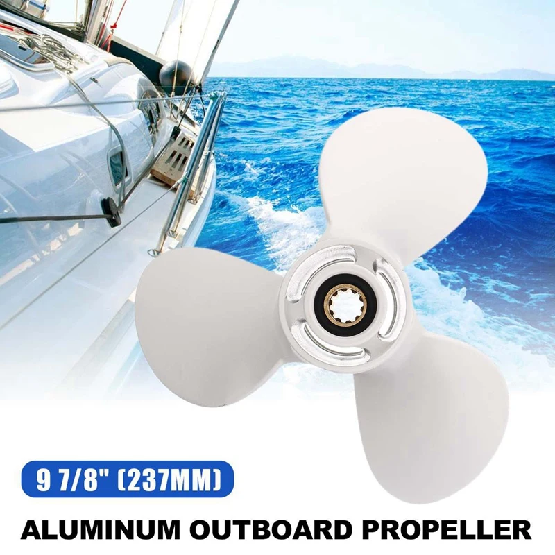 Marine Propeller Marine Engine Outboard Propeller 664-45947-01-El 9 7/8 X 11 1/4 for Yamaha 20-30Hp Aluminum Alloy 3 Blade Black 10 Spline Tooth