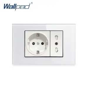 Wallpad L3 de 3 enchufes italianos, Panel de vidrio blanco, 118x75mm, 16A,  CA 110V-250V, Triple