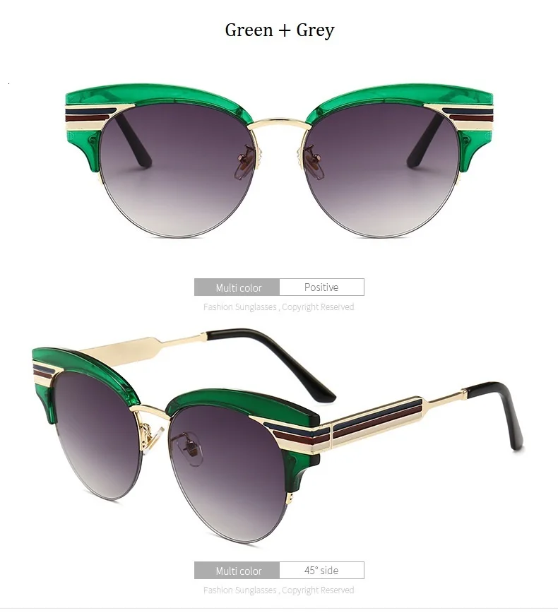 Brand Designer Retro Half Frame Round Sunglasses Women Fashion New 90s Cat Eye Sun Glasses For Female gafas de sol UV400