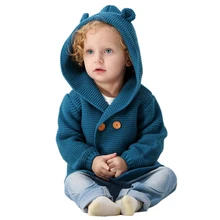 LOOZYKIT детский вязаный кардиган; теплая детская куртка для мальчиков и девочек; кардиган; свитера для новорожденных; пальто с капюшоном и длинными рукавами; верхняя одежда