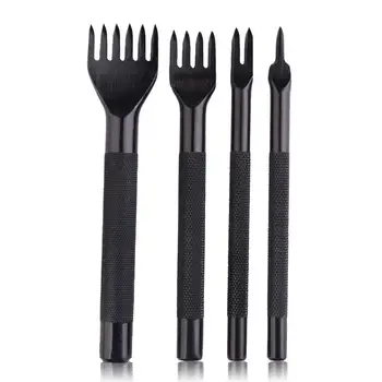 

4Pcs Steel Leather Hole Punches Leather Craft Tools 1 2 4 6 Prong Diamond Point Chisel DIY Leathercraft Tools