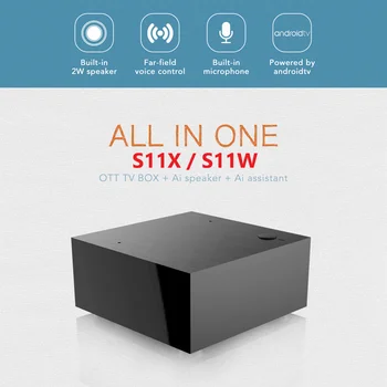 

2020 Newest S11X streaming S11W smart android tv box 2G 16G Amlogic S905X Dual Wifi with ATV google voice assistant and speaker