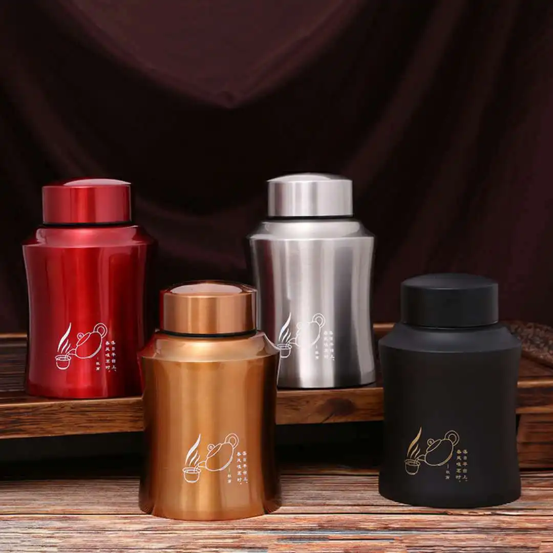 

New Style Stainless Steel Tea Containers Daily Use the Department Store Sealed Jar Large Small Multi-Purpose Storage Jar Logo Cu
