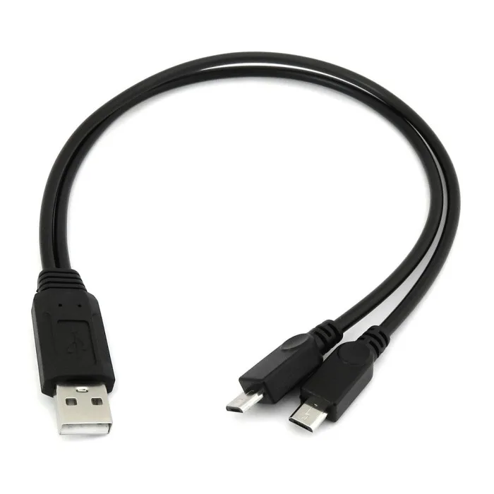 USB 2,0 type A Мужской Двойной микро-usb Y сплиттер зарядный кабель для передачи данных OD889