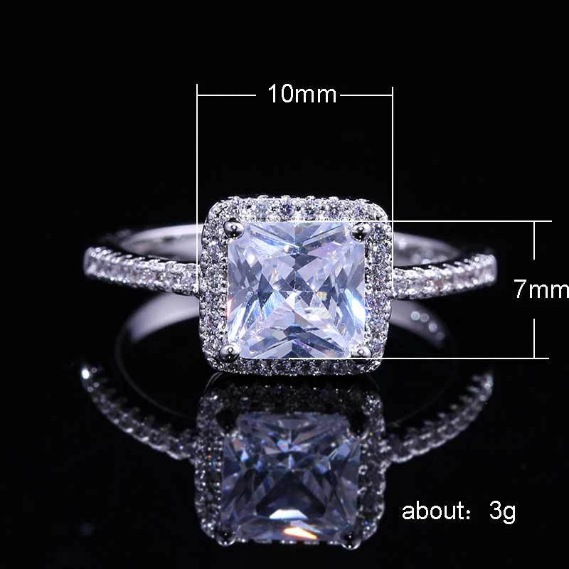 YOBEST New Style White Crystal white gold filled Rings For Women Wedding Cubic Zirconia 925 silver Ring Fashion Jewelry - Цвет основного камня: R00108