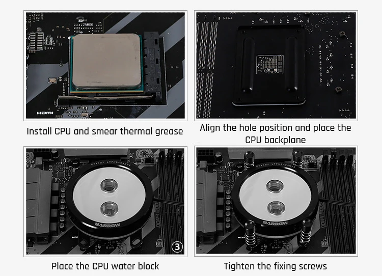 Barrow LTFHBA 04N V2 для Ryzen AMD / AM4 AM3 CPU Water Block Mirror Extreme LRC RGB v2 акриловая микрорежущая