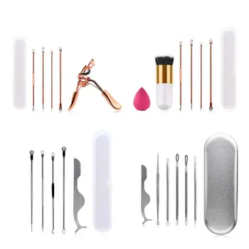 

Professional Blackhead Acne Pimple Extractor Kit Stainless Steel Remover Clip Needle Tweezers Set Face Skin Care Q0KD