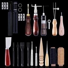 Miusie ferramentas de costura de couro, conjunto de ferramentas para trabalhar com couro em artesanato de diy, costura à mão, trabalho manual com awl waxed thread thimble kit