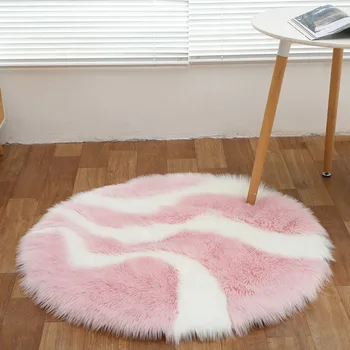 

2020 Nodic Style Long Plush Carpet Soft Shaggy Wool Like Area Rug Pink White Fluffy Carpets Living Room Bedroom Seat Cushion