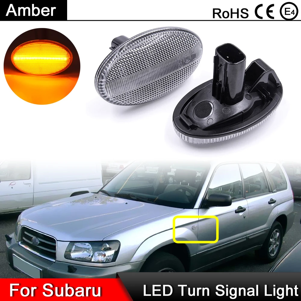 

Clear Lens Car Front LED Side Marker Light Amber Turn Signal Lamp For Subaru Liberty 00-03 Forester 01-05 Impreza WRX STi 02-07