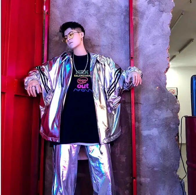M-XXL! индивидуальная уличная карта ночной клуб мода яркий цвет DJ сценическое платье хип-хоп брюки свободные ноги брюки мужские